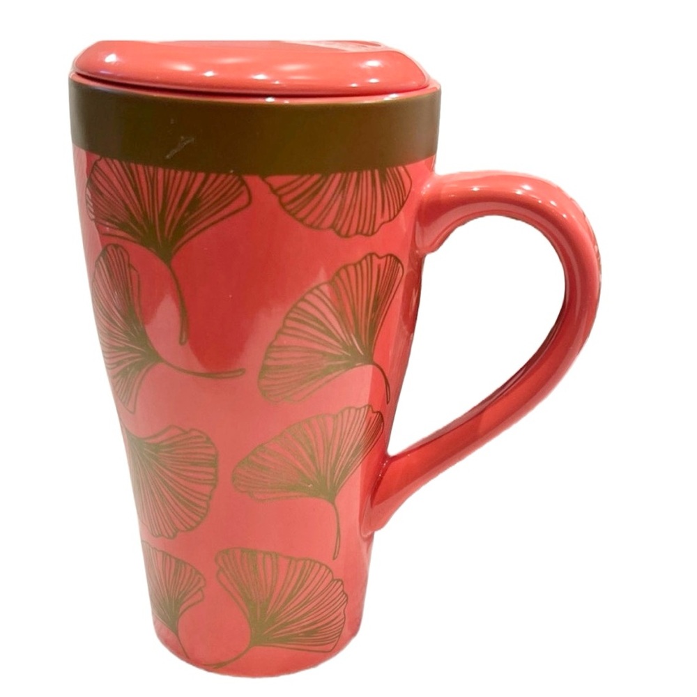 🛍️3/$30 OR 2/$20 🛍️ STOKES Orange Gold Leaf 16 oz Large Mug with Lid